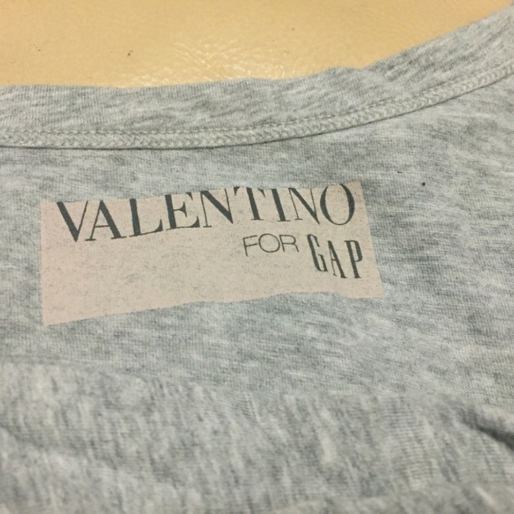 SOLD VALENTINO for GAP sz M Gray Draped BOW Tee - Picture 4 of 8